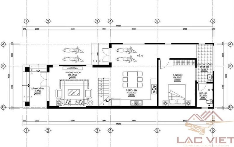 Bản vẽ nhà cấp 4 có gác lửng đẹp