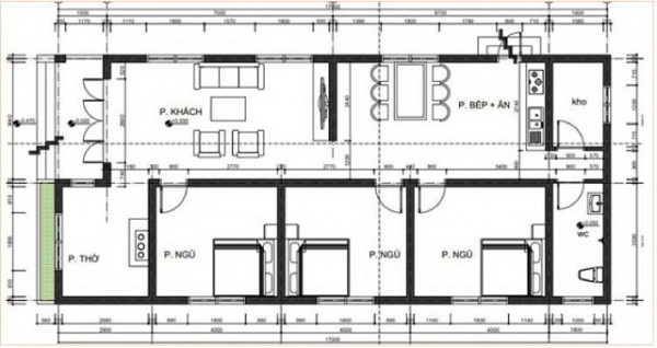 Bản vẽ thiết kế nhà cấp 4 mái thái thông dụng