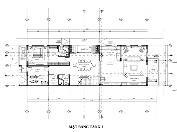 Bản vẽ thiết kế mặt bằng tầng 1