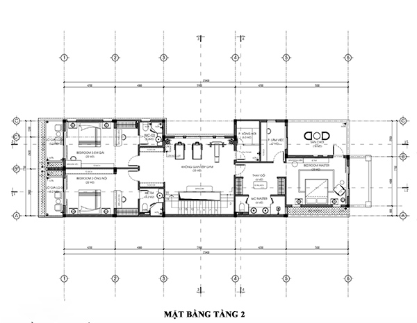 Bản vẽ thiết kế mặt bằng tầng 2