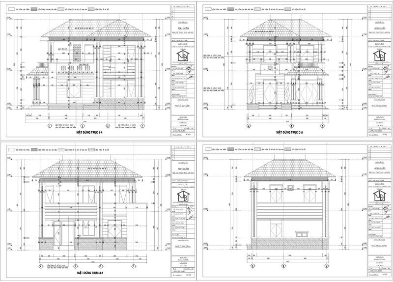 Bản vẽ các mặt đứng của công trình