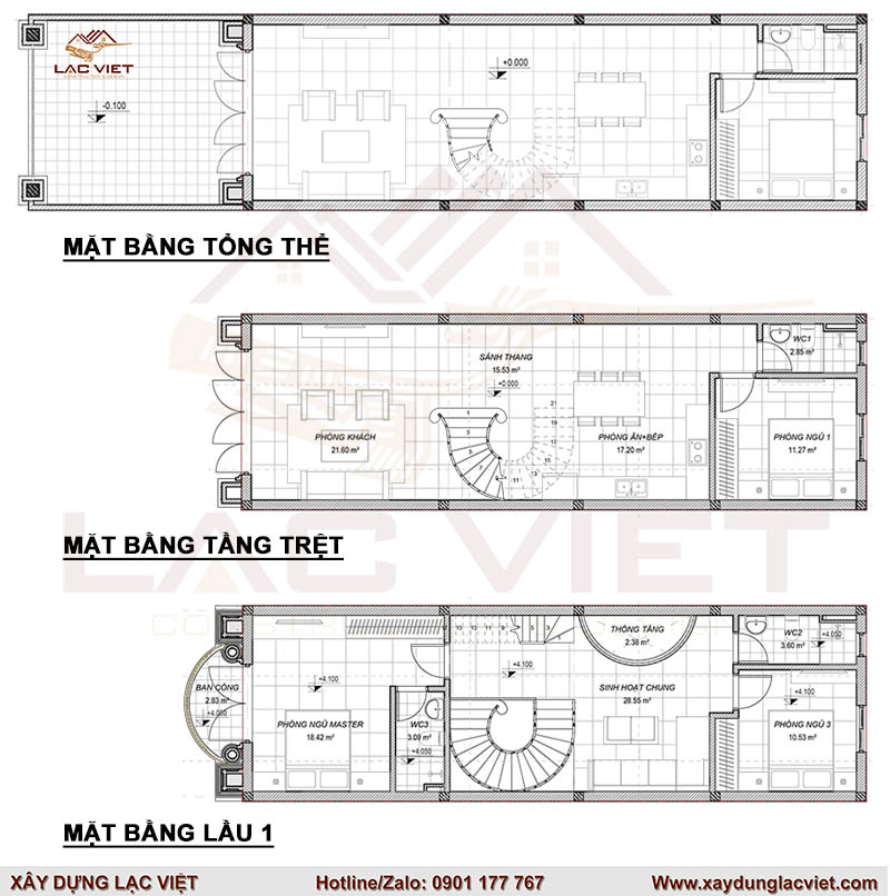 Bản vẽ nhà phố 2 tầng tân cổ điển 5x20m